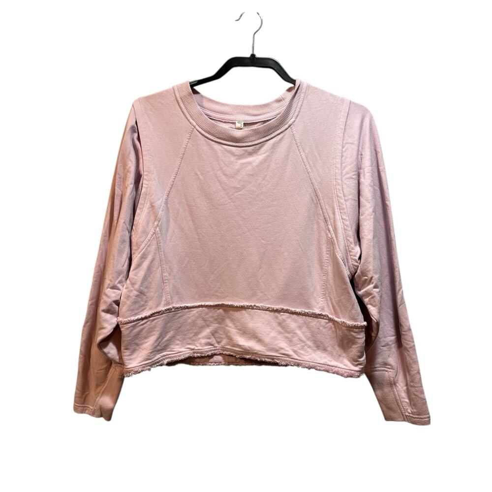 Free people inspire crop tee sweatshirt womens XS. Lavender, raw edge seaming
